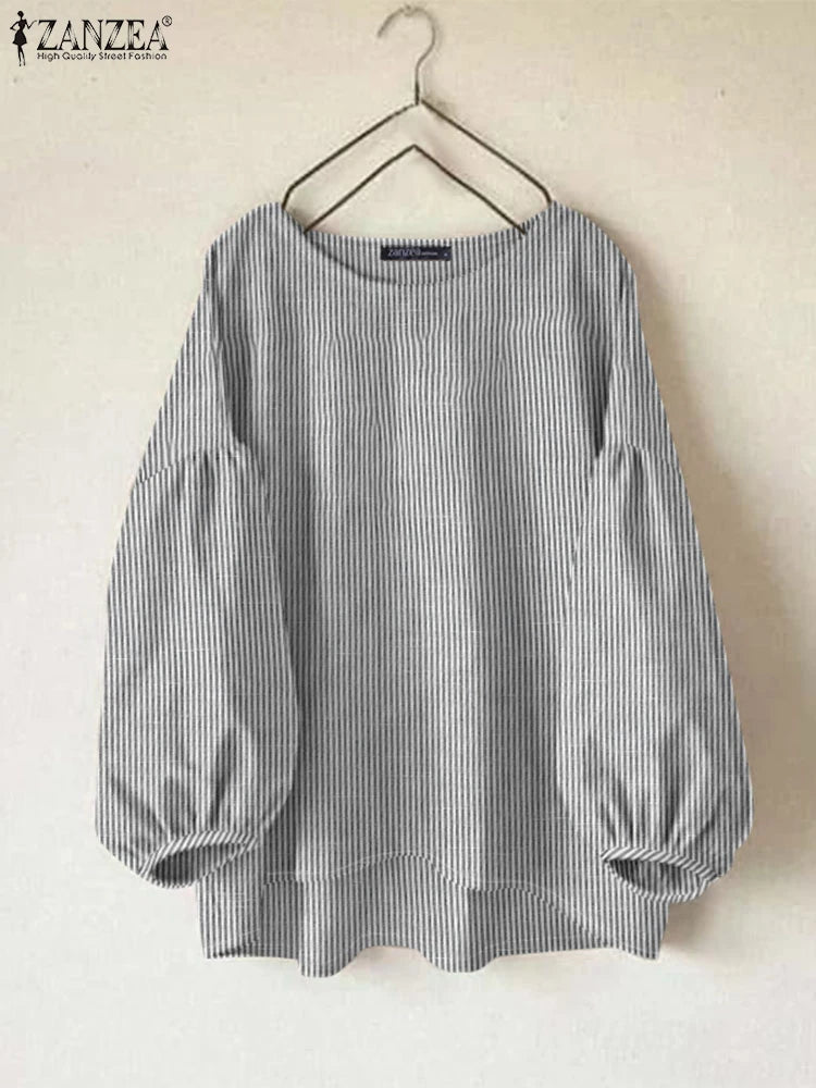Women's Striped O-Neck Blouse