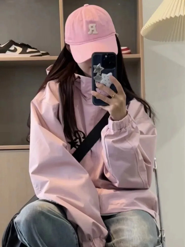 Women's Pink Korean Gorpcore Jacket