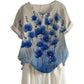 Women's Blue Floral Cotton-Linen Tunic