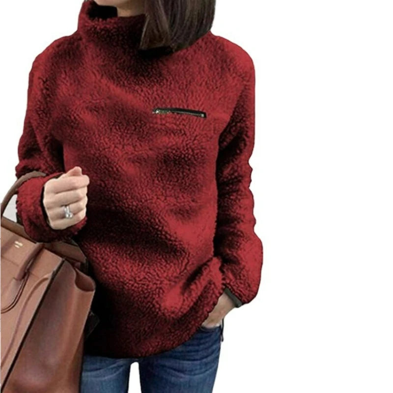 Women's Solid Turtleneck Pullover Sweater