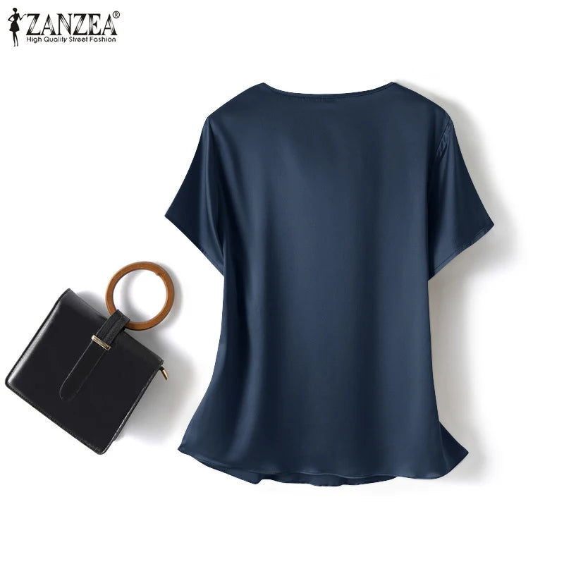Women's Satin Short-Sleeve Blouse