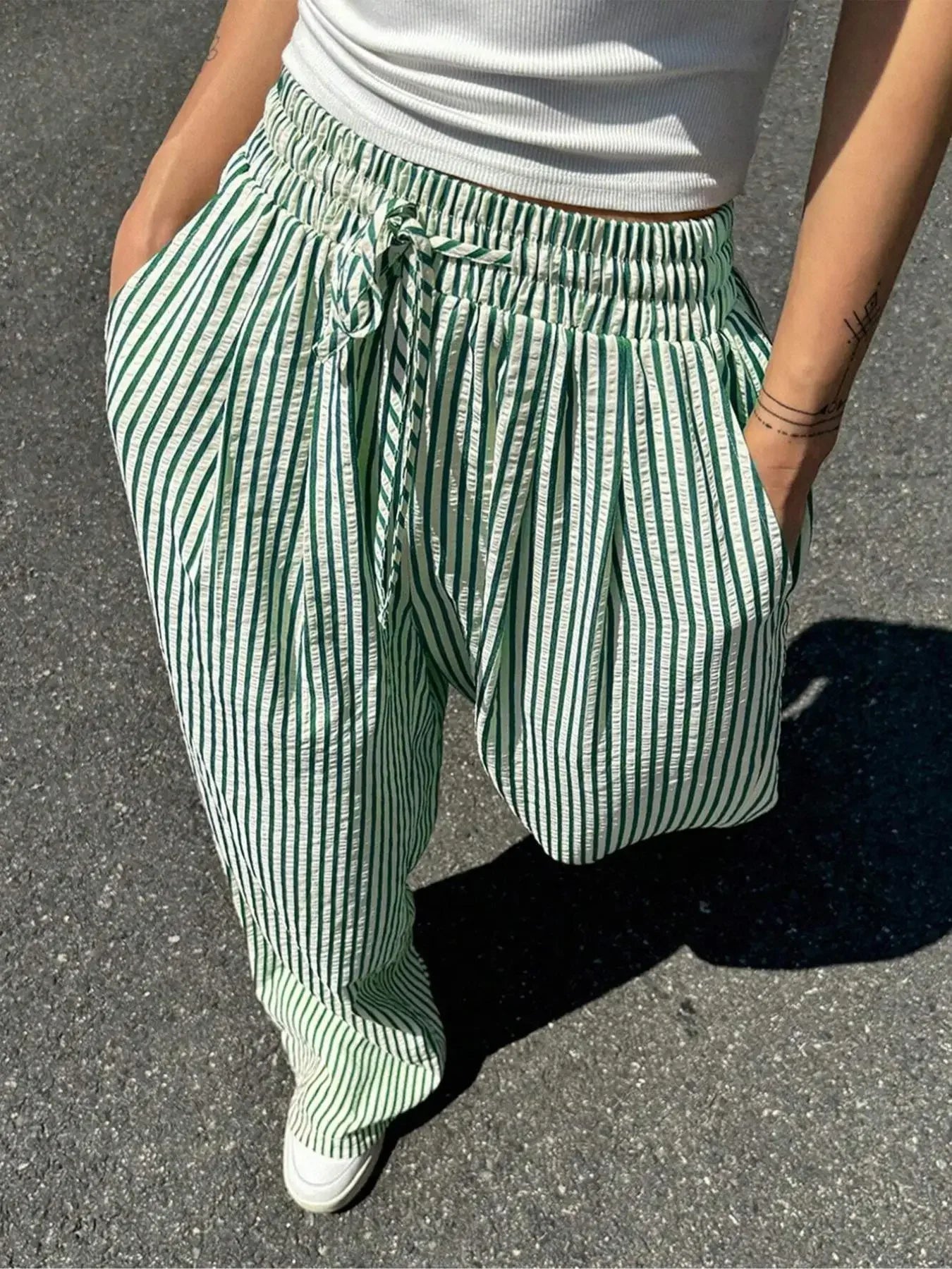 Women's Plus-Size Striped Tracksuit Pants