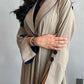 Contrast Trim Open-Front Abaya Cardigan