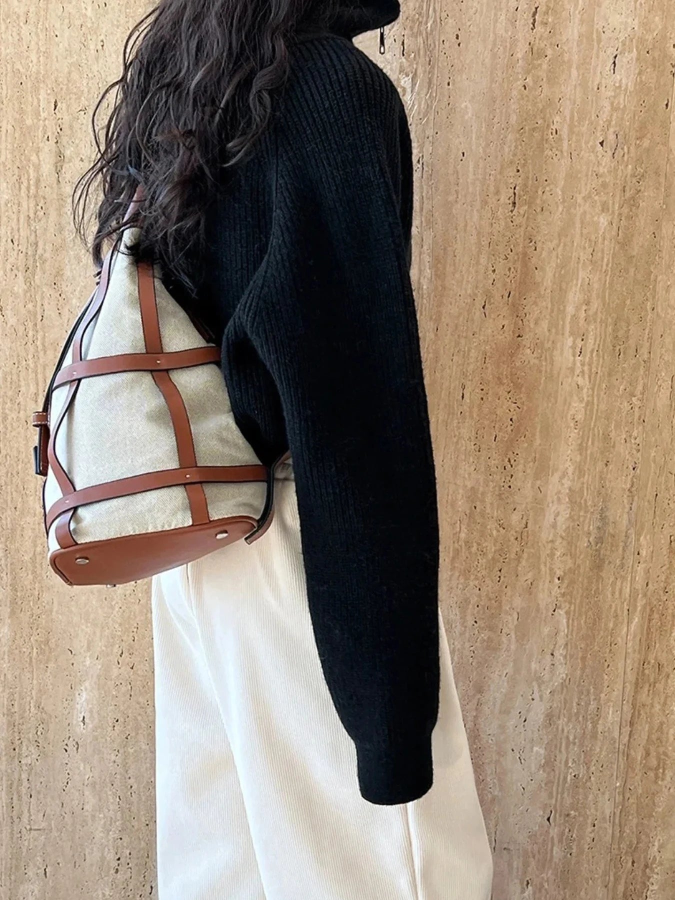 Women's Loose Half-Zip Turtleneck Sweater