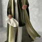 Women's Pleated Open Abaya Maxi Dress