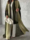 Women's Pleated Open Abaya Maxi Dress