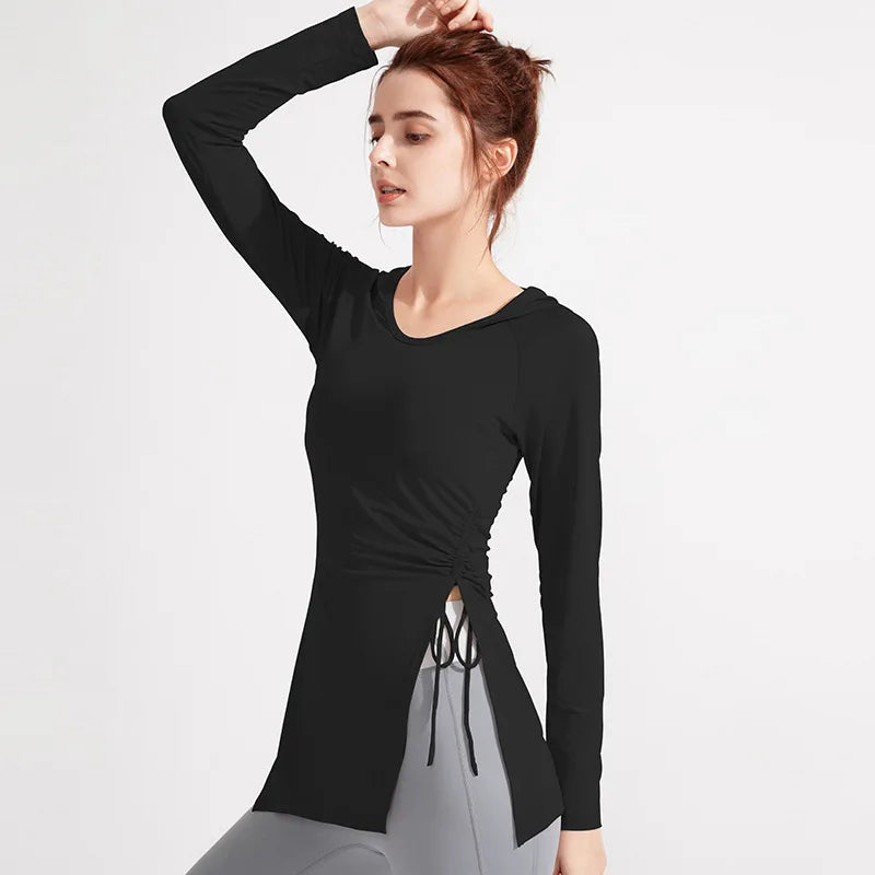Women's Long-Sleeve Hooded Gym Top