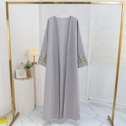 Women's Floral Embroidered Open Abaya