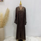 Handmade Beaded Open Abaya with Belt