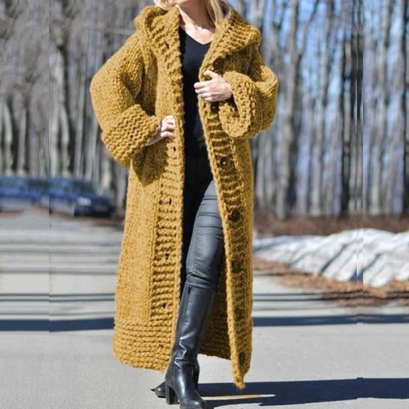 Oversized Hooded Knit Cardigan Coat