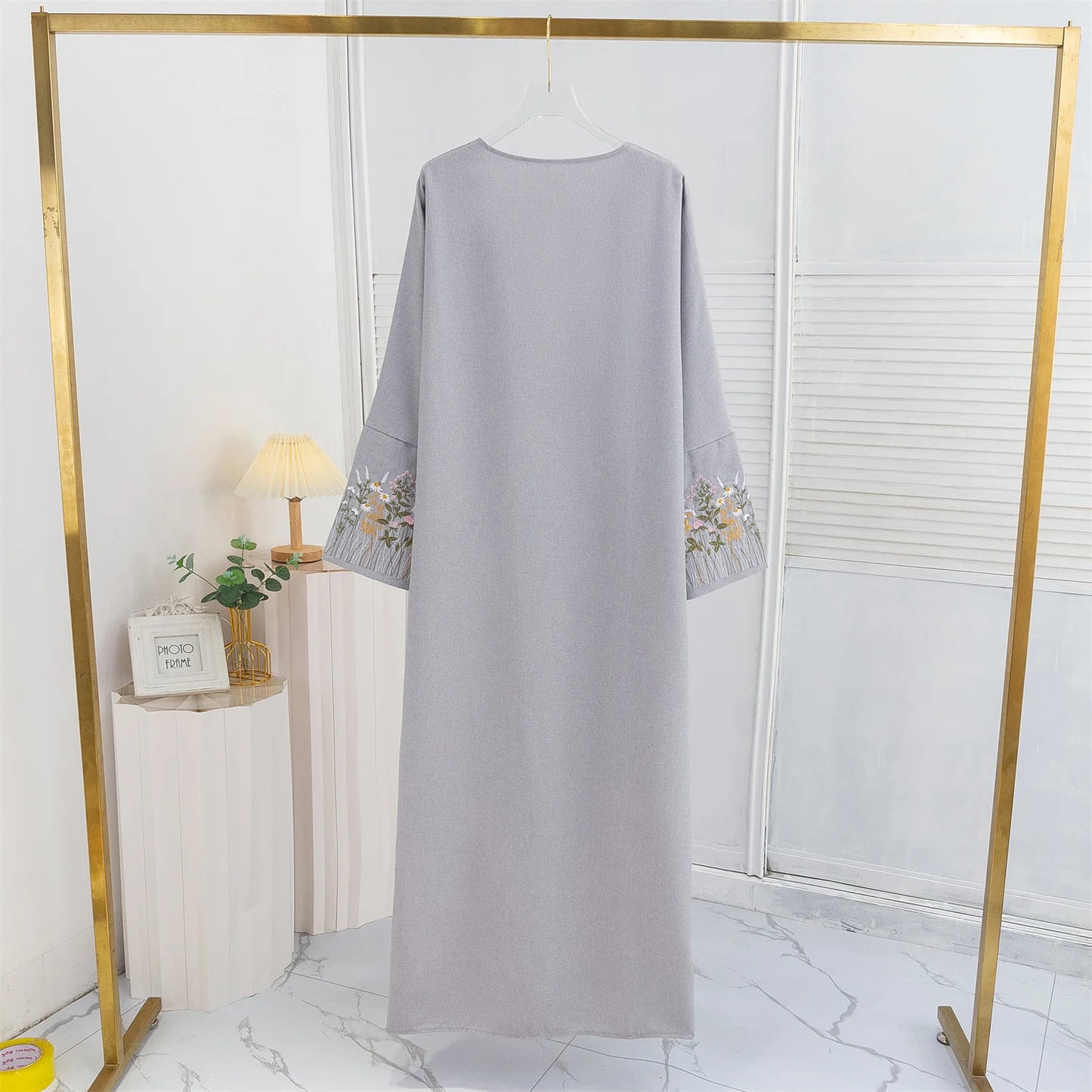 Women's Floral Embroidered Open Abaya