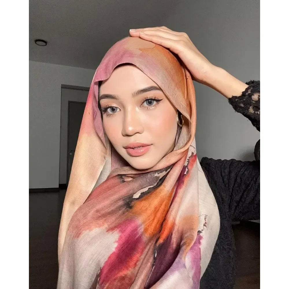 Watercolor Tie-Dye Cotton Hijab