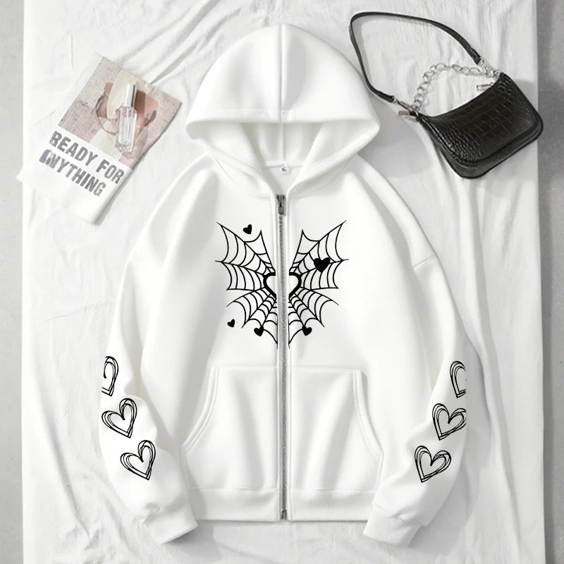 Women's Spider Web Heart Hoodie