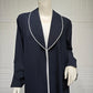 Contrast Trim Open-Front Abaya Cardigan