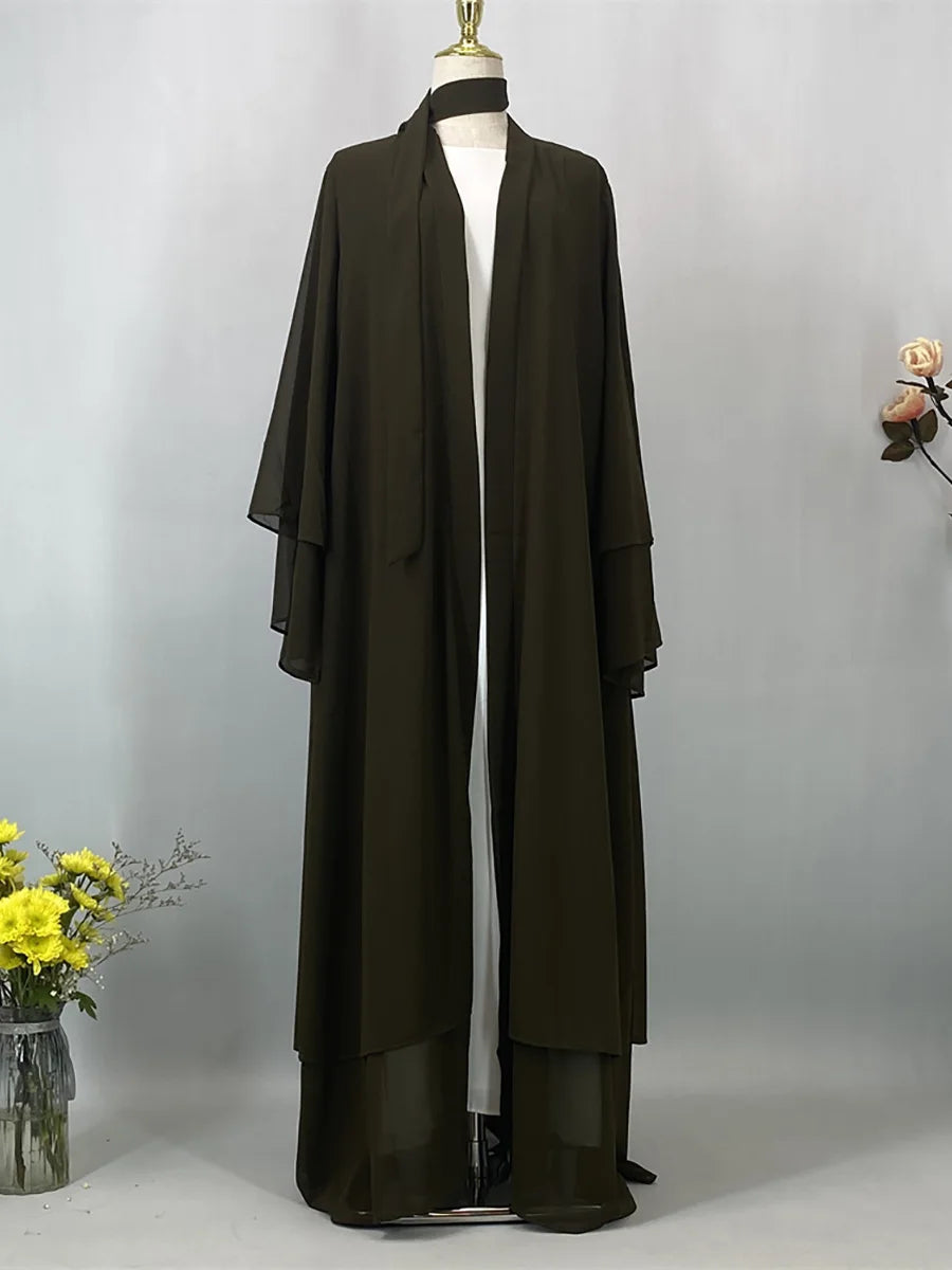 Chiffon Open Abaya Kaftan for Women