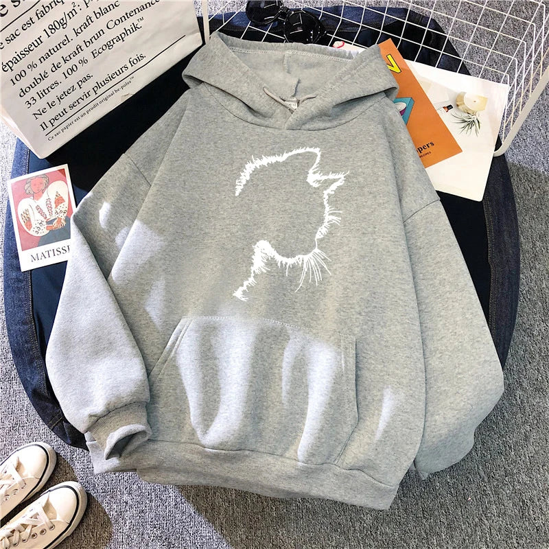 Women's Cute Cat Print Hoodie