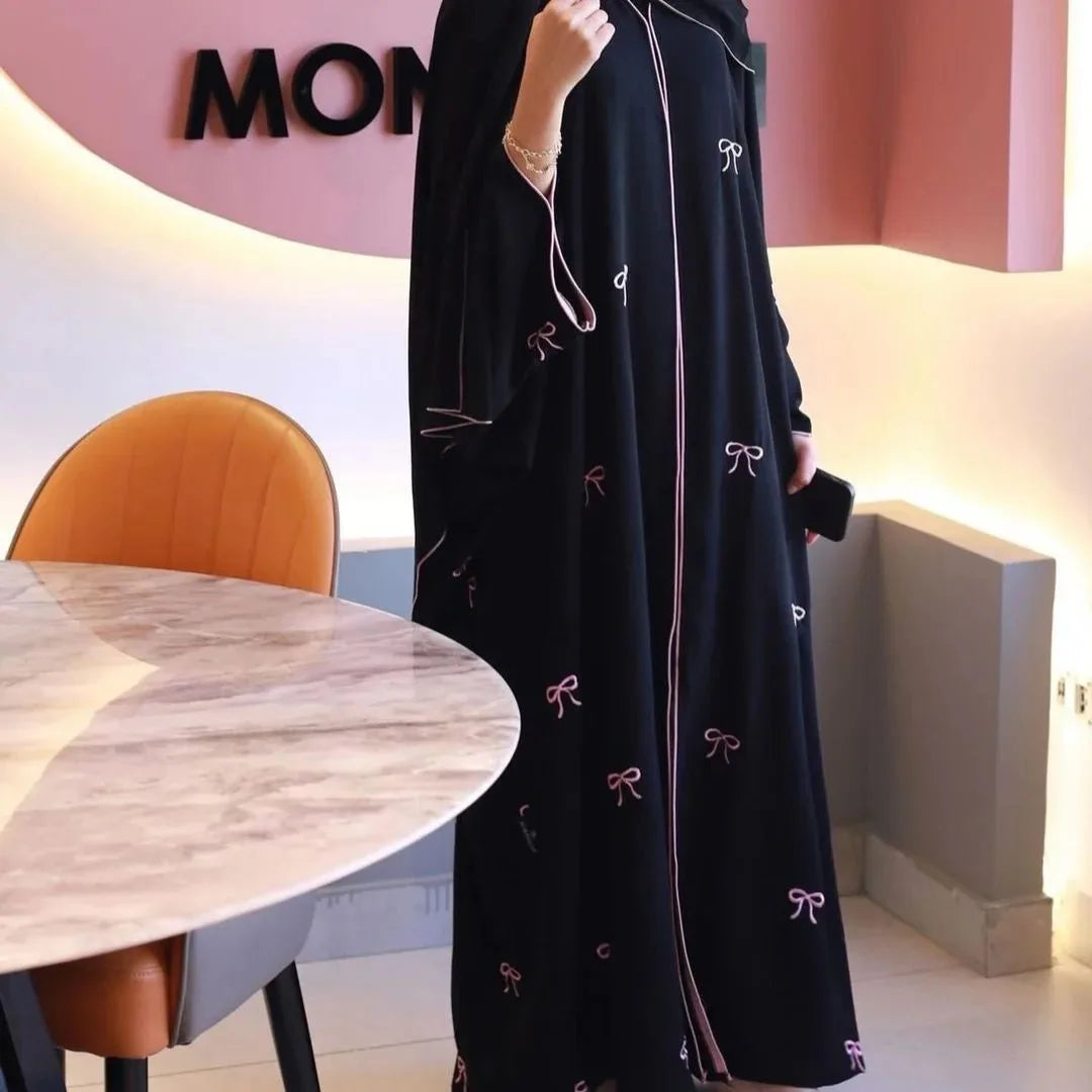 Women's Front-Open Embroidered Abaya Kaftan