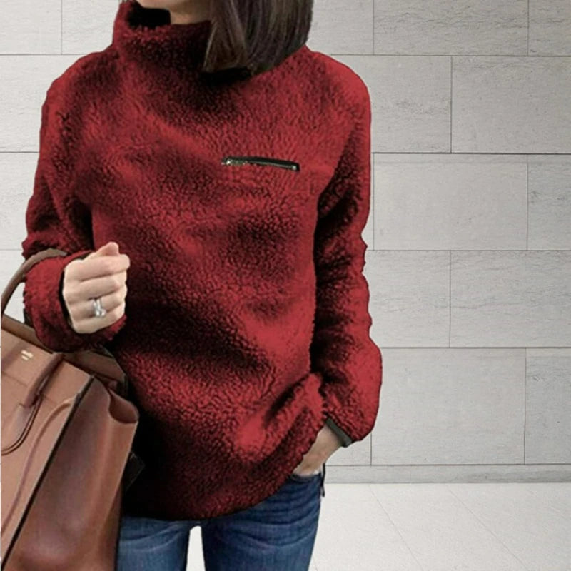 Women's Solid Turtleneck Pullover Sweater