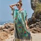 Women's Peacock Print Beach Kaftan