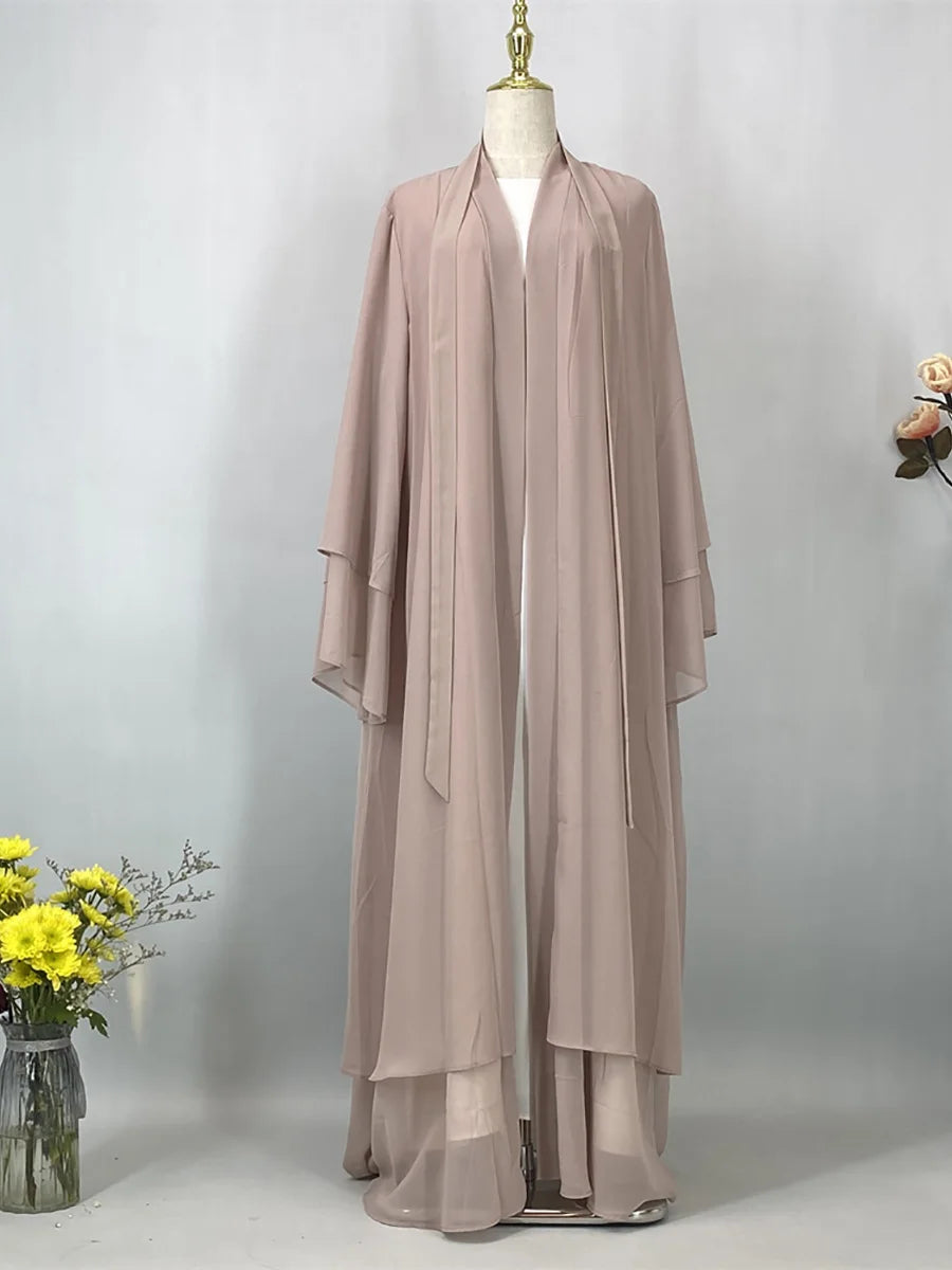 Chiffon Open Abaya Kaftan for Women