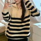 Women's Striped Half-Zip Turtleneck Sweater