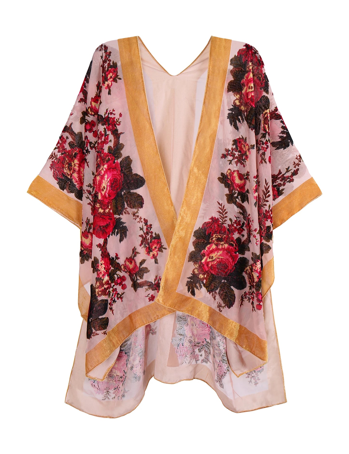 Women’s Burnout Velvet Floral Kimono Cardigan