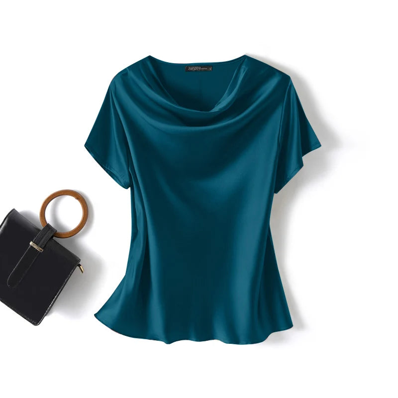 Women's Satin Short-Sleeve Blouse