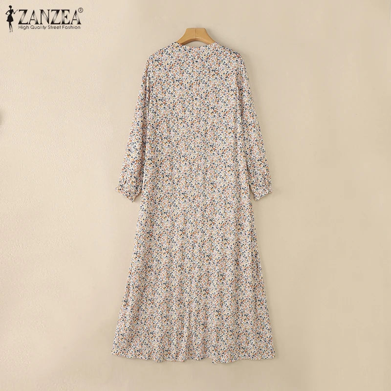 Women's Floral Printed Maxi Abaya Dress