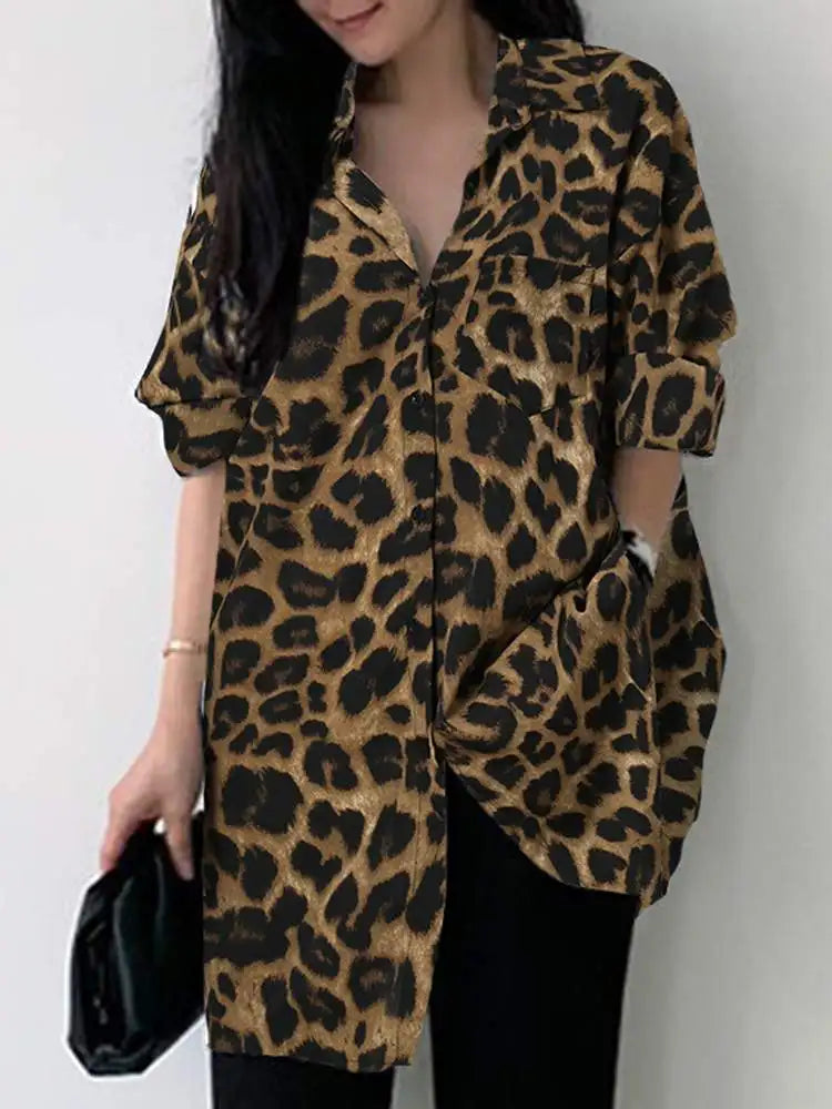 Women's Leopard Print Boho Blouse