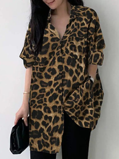 Women's Leopard Print Boho Blouse