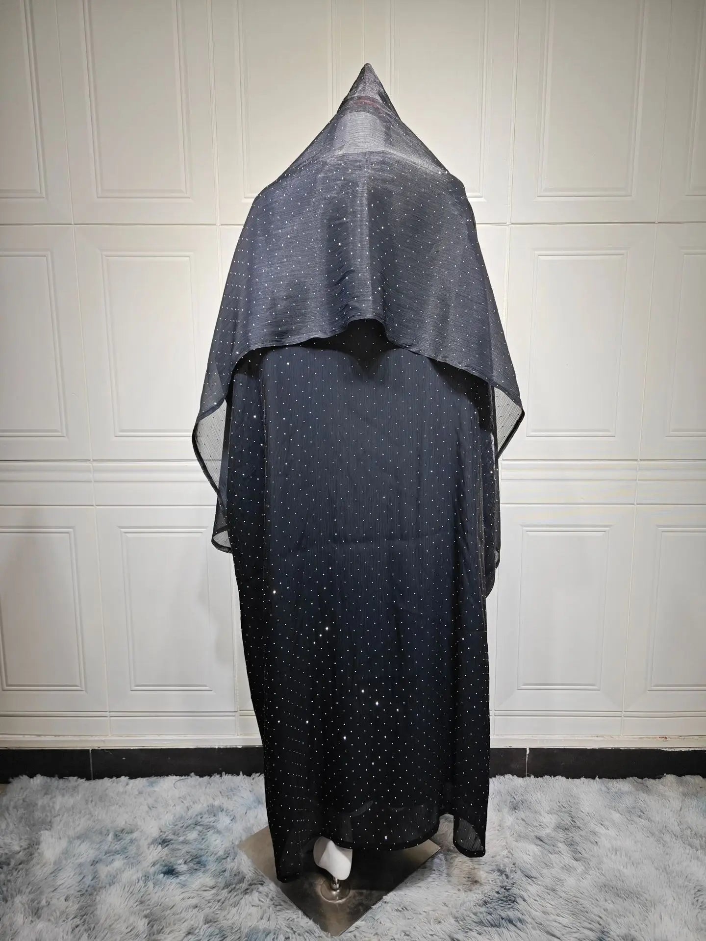 Dubai Diamonds Open-Front Abaya Kaftan