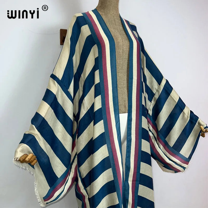 Boho Stripe Kimono Beach Cardigan