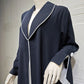 Contrast Trim Open-Front Abaya Cardigan