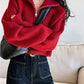 Women's Loose Half-Zip Turtleneck Sweater