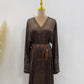 Handmade Beaded Open Abaya with Belt