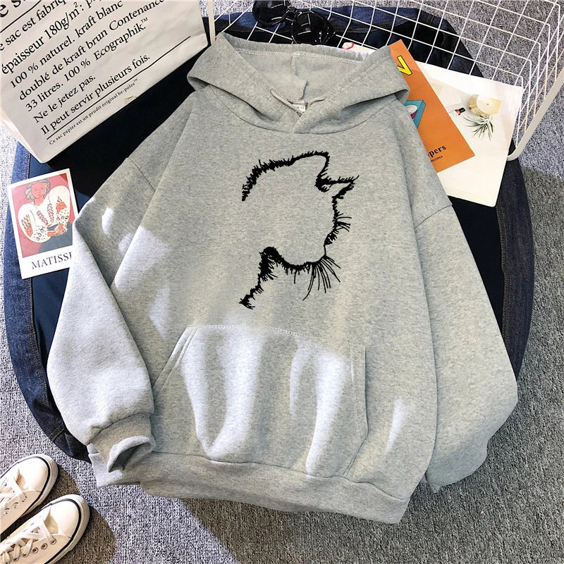 Women's Cute Cat Print Hoodie