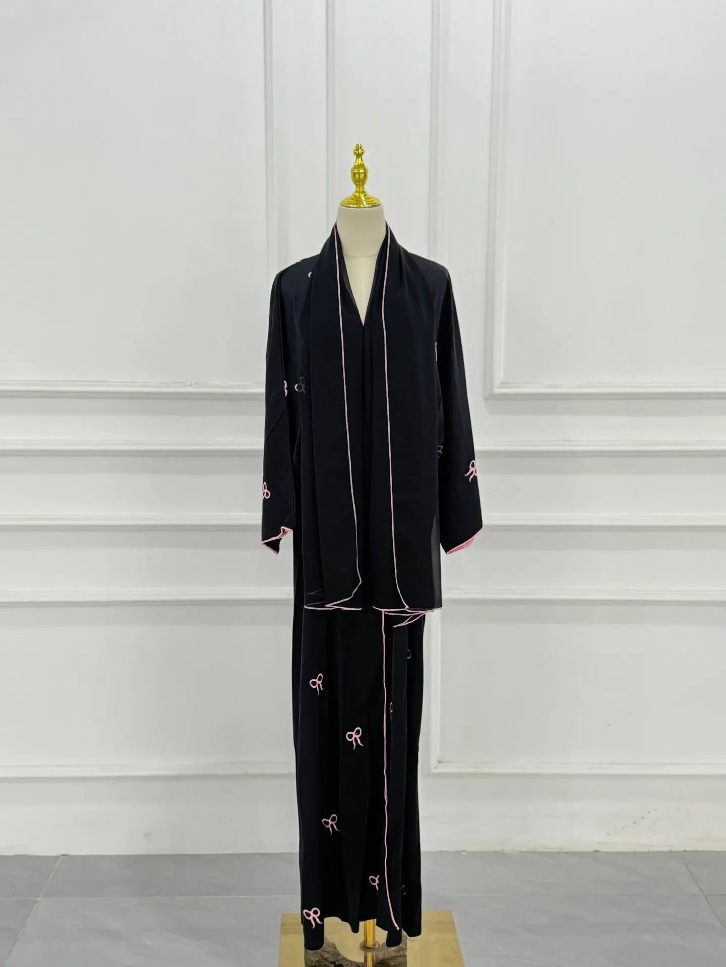 Women's Front-Open Embroidered Abaya Kaftan