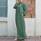 Women's Zipper Front Abaya Kaftan Dress