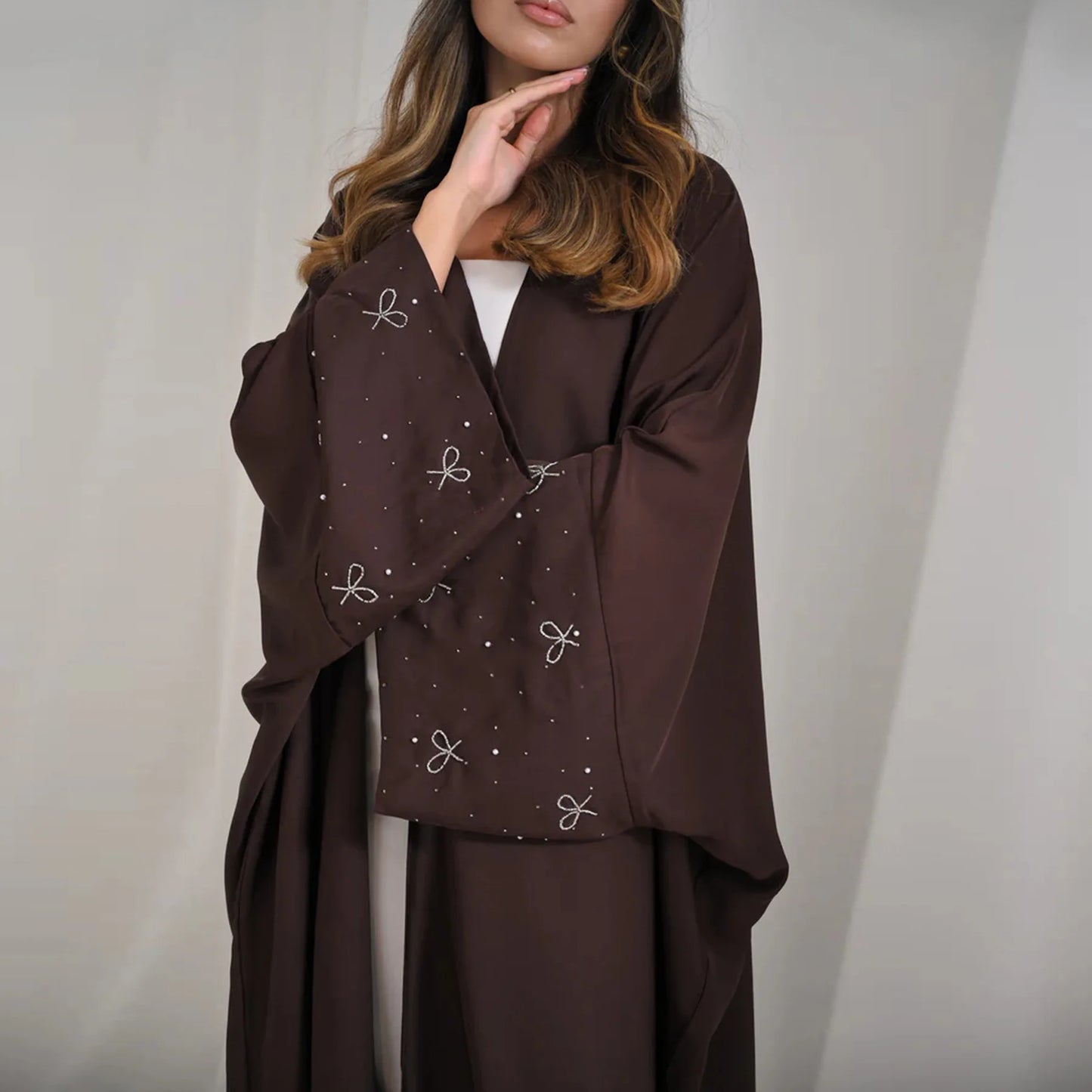 Women's Embroidered Open Front Abaya Jacket