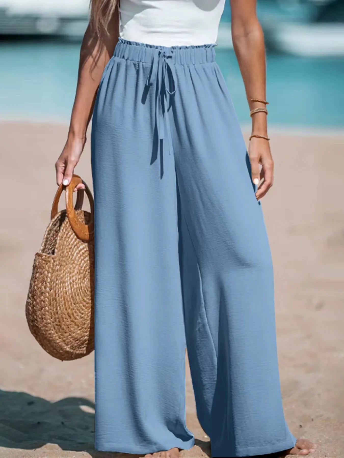 Women's Wide-Leg Drawstring Summer Pants