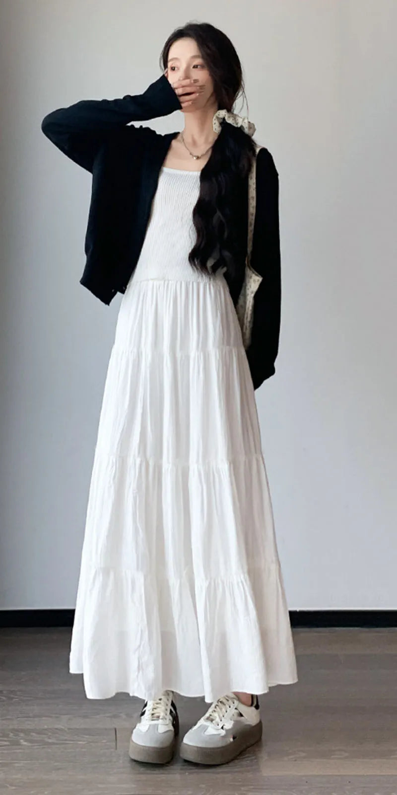 Women's High-Waist Patchwork A-Line Skirt