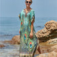Women's Peacock Print Beach Kaftan