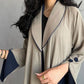Contrast Trim Open-Front Abaya Cardigan