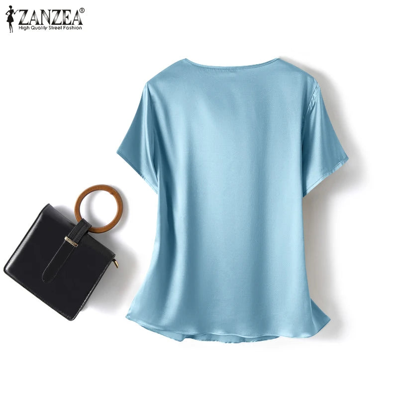 Women's Satin Short-Sleeve Blouse