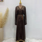 Handmade Beaded Open Abaya with Belt