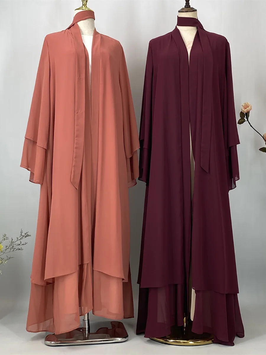 Chiffon Open Abaya Kaftan for Women