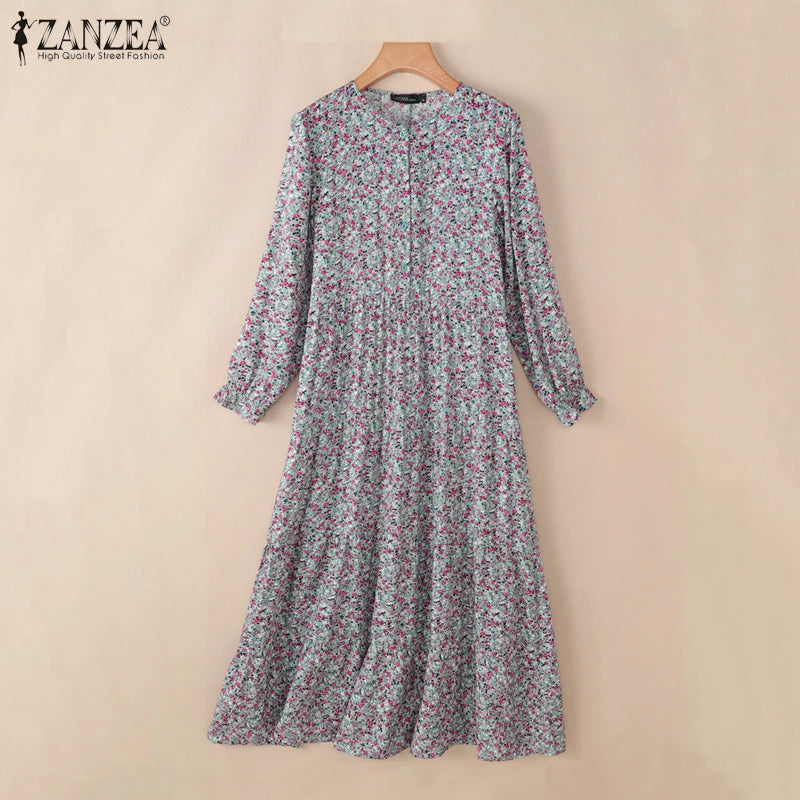 Women's Floral Printed Maxi Abaya Dress