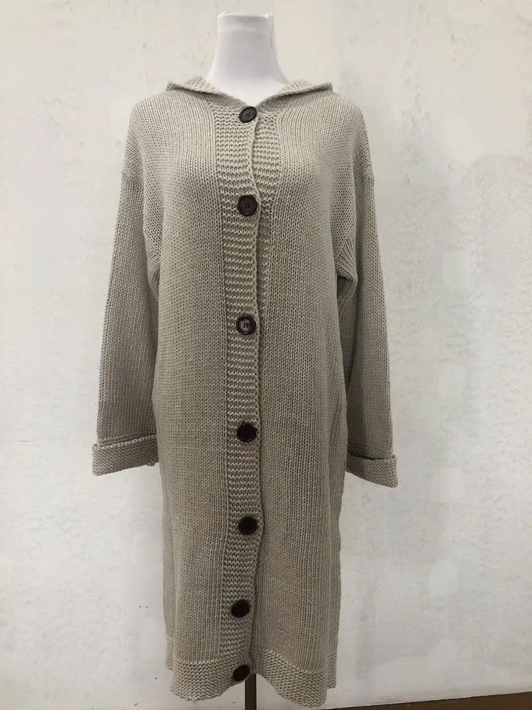 Oversized Hooded Knit Cardigan Coat