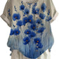 Women's Blue Floral Cotton-Linen Tunic