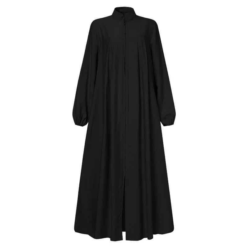 Women's Zipper Front Abaya Kaftan Dress